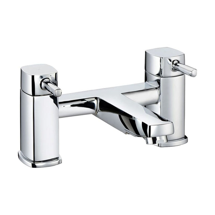 [BTTT605] Contemporary Bathroom Soft Square Deck Mounted Bath Filler Tap - Chrome - Cutout
