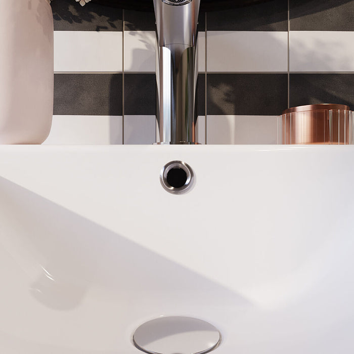 [BAOF07] Contemporary Ceramic Accessories Modern Round Basin Overflow Cover - Lifestyle 1