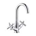 [BKT017] Contemporary Cross Handle Kitchen Mixer Tap - Chrome - Cutout