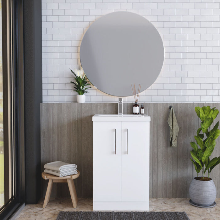 [BFLE101A] Contemporary Floor Standing Vanity Unit with Mid-Edge Basin, Choice of Size - Lifestyle 1