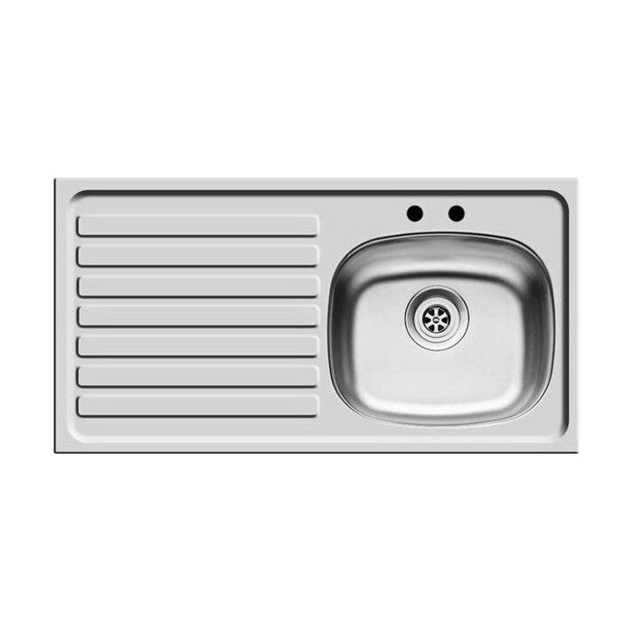 [BKS127201] Contemporary Left Hand Stainless Steel Kitchen Sink, 940 x 490mm - Cutout