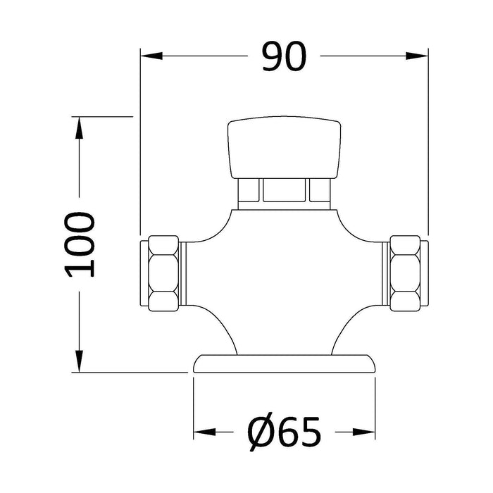 [BSCC788] Contemporary Round Manual Exposed Non-Concussive Timed Shower Valve - Chrome - Balterley - Technical Drawing