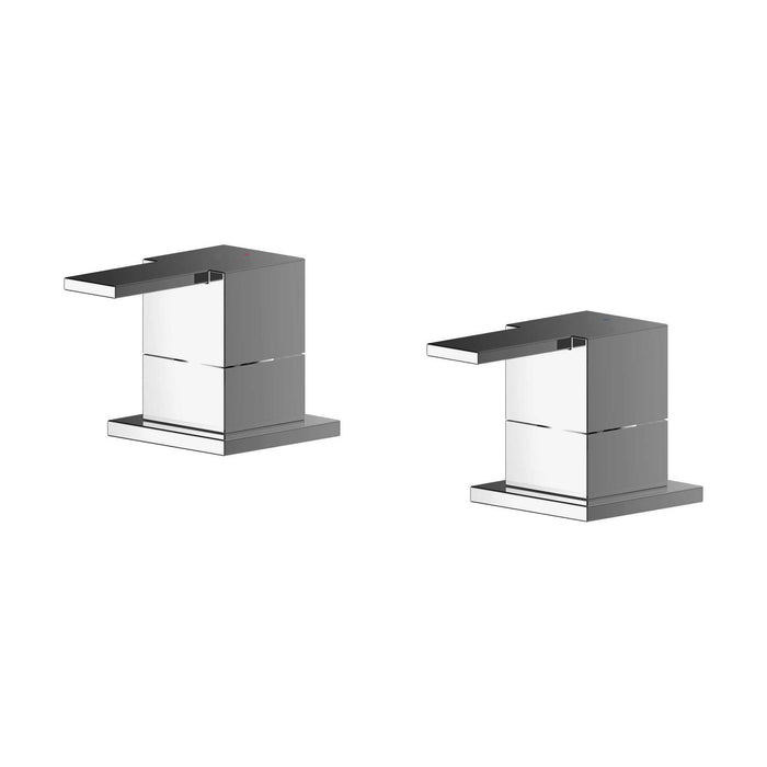 [BTRP308] Contemporary Square Deck Mounted 3/4" Chrome Side Valves - Chrome - Cutout