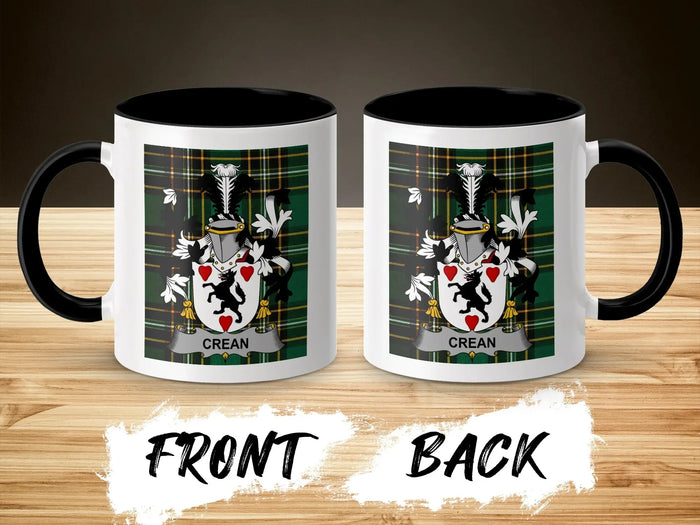 Crean 11oz ceramic mug shown from the front and back