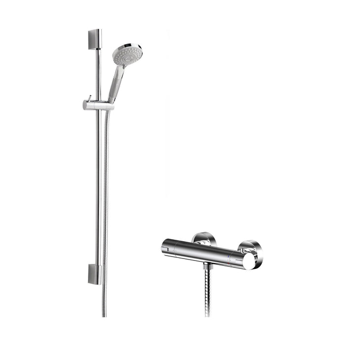 [BSBR100BV1] Current Round Bar Valve & Slimline Slide Rail Shower Set - Chrome - Balterley - Cutout