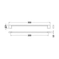 [BFHH006] D Shape Bar Handle, 350mm (320mm Centres) - Chrome - Technical Drawing