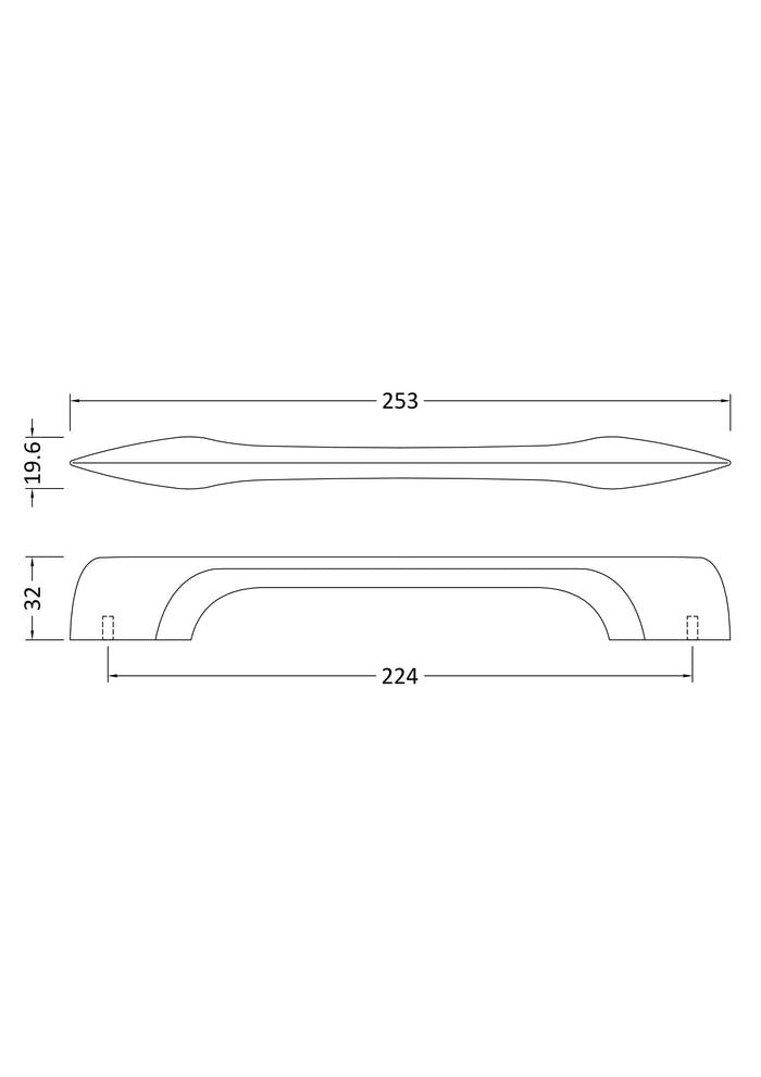 [BFHH106] D Shape Furniture Handle, 253mm (224mm Centres), Choice of Finish