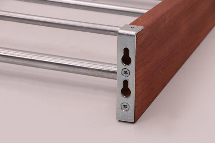 Deens Design Teakhouten Wand kapstok met chrome haken,60s.