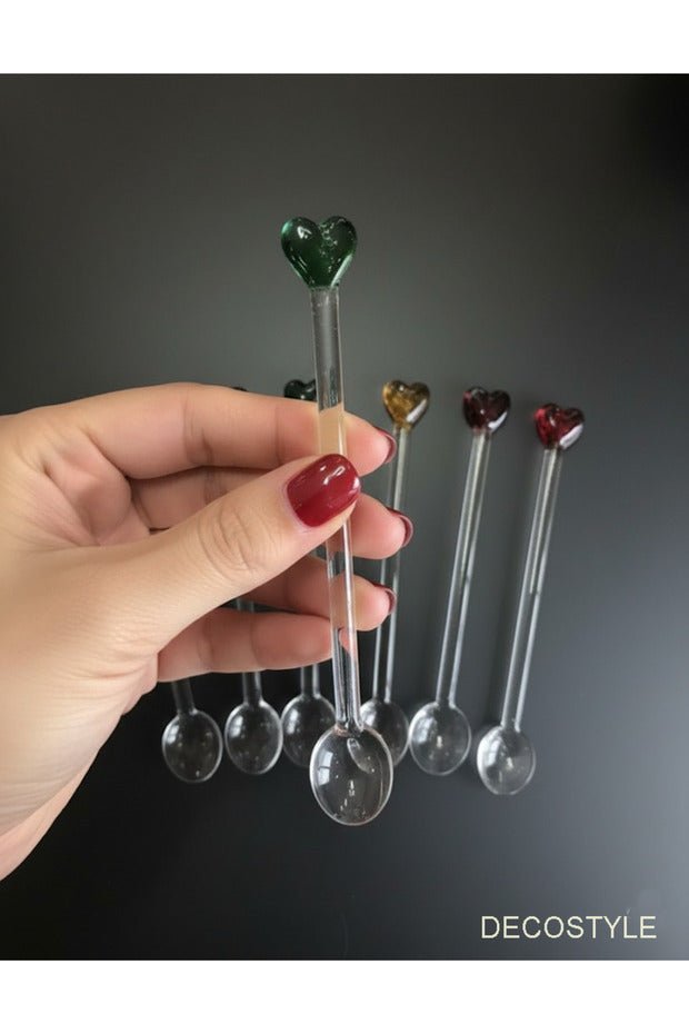 Decostyle Premium Heart Glass Teaspoon Set - 6 Piece - TryAladdin