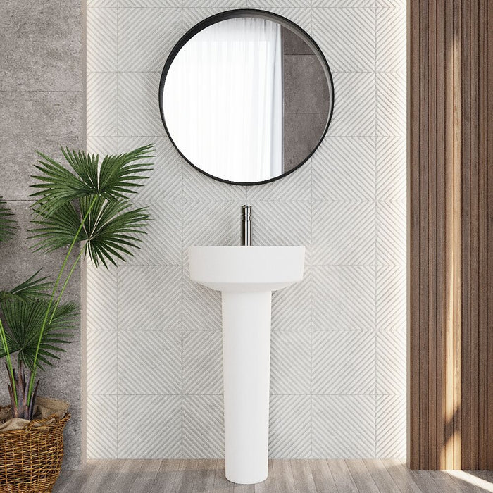 [BCPR001] Dilhorne D Shaped 1 Tap Hole Ceramic Basin and Pedestal - 520mm or 420mm - Choice of Semi or Full Pedestal - Lifestyle 1