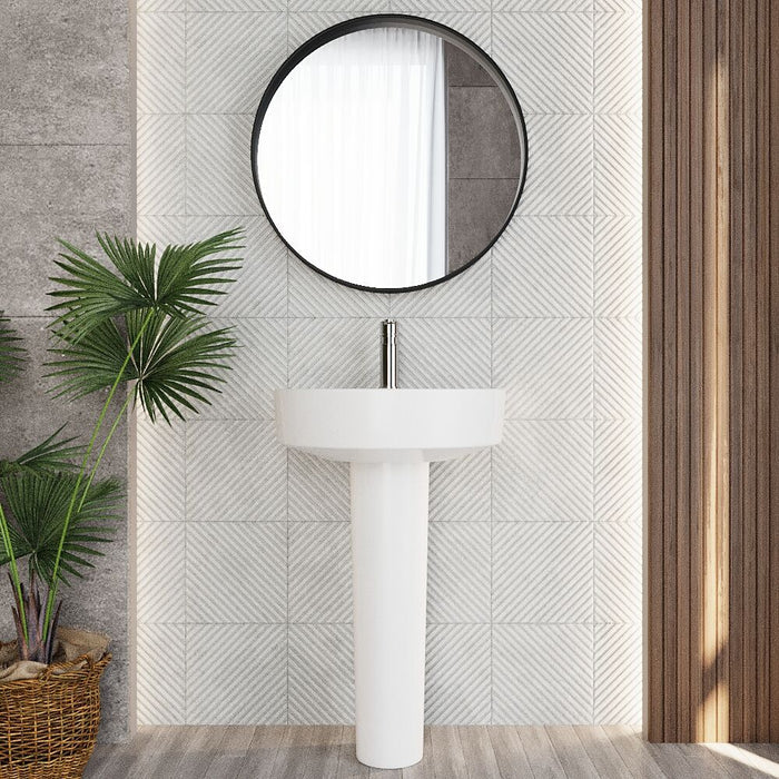 [BCPR002] Dilhorne D Shaped 1 Tap Hole Ceramic Basin and Pedestal - 520mm or 420mm - Choice of Semi or Full Pedestal - Lifestyle 1