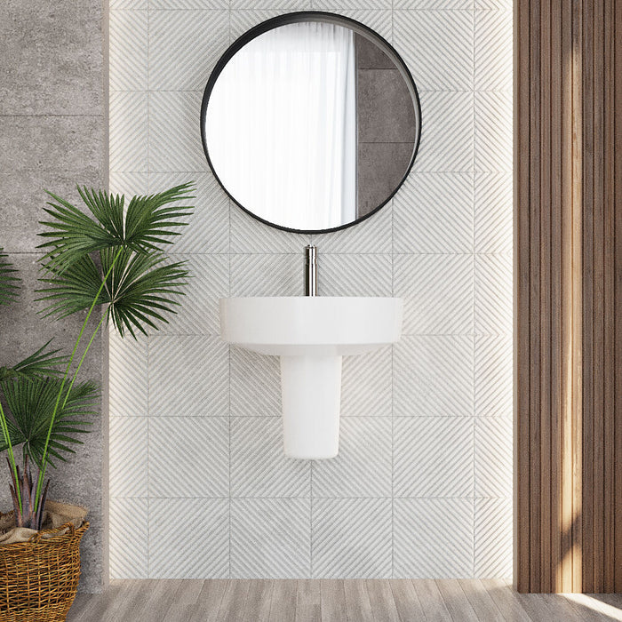 [BCPR004] Dilhorne D Shaped 1 Tap Hole Ceramic Basin and Pedestal - 520mm or 420mm - Choice of Semi or Full Pedestal - Lifestyle 1