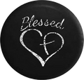 Distressed - Blessed Heart with Cross Jeep Jeep Camper Spare Tire Cover U145 35 inch