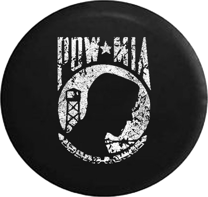 Distressed - POW MIA Military Vietnam Veteran War Tribute Jeep Camper Spare Tire Cover A147 35 inch