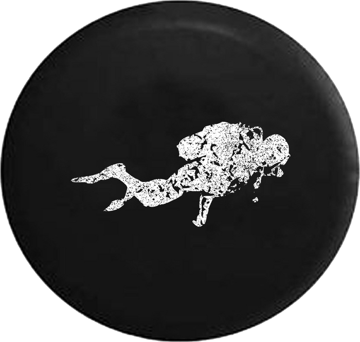 Distressed - Scuba Diver Diving Deep Sea Jeep Camper Spare Tire Cover T062 35 inch