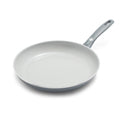 Charcoal gray ceramic nonstick frypan with light gray interior and cool-touch handle on a white background.