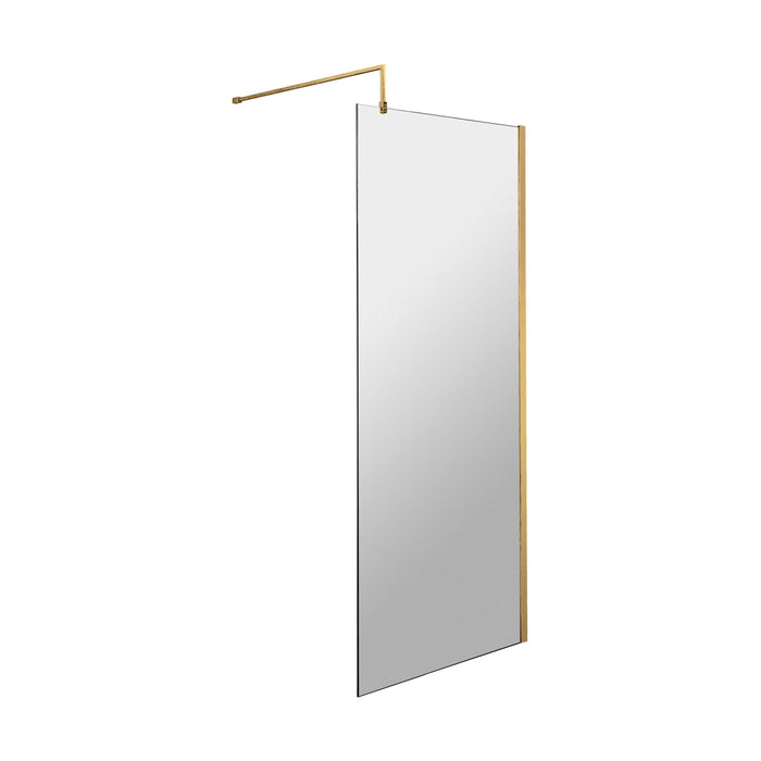 [BEWS18760BB] Drakelow 8mm Toughened Safety Glass Wetroom Screen with Support Bar, Choice of Size & Finish - Cutout