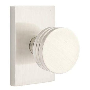 Emtek Bern Knob with Modern Rectangle Rosette in Satin Nickel