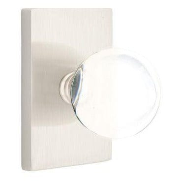 Emtek Bristol Knob with Modern Rectangular Rosette in Satin NIckel