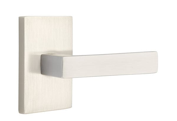 Emtek Dumont Lever with Modern Rectangular Rosette in Satin Nickel