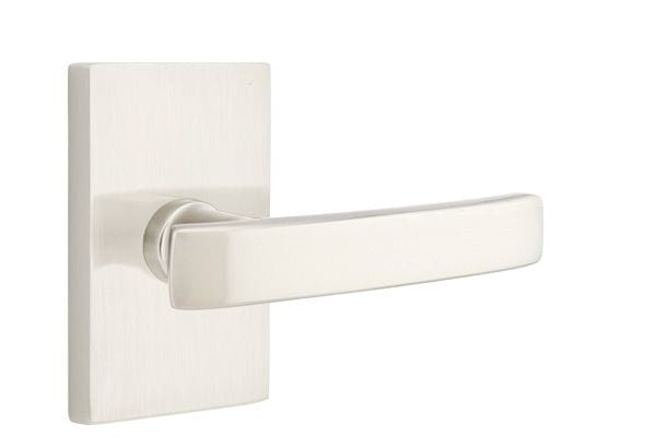Emtek Geneva Lever with Modern Rectangular Rosette in Satin Nickel