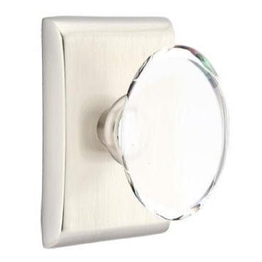 Emtek Hampton Crystal Knob with Neos Rosette in Satin Nickel