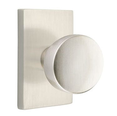 Emtek Laurent Knob with Modern Rectangle Rosette in Satin Nickel