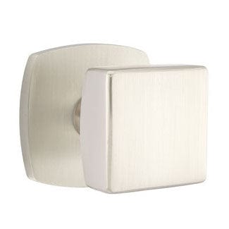 Emtek Square Knob with Urban Modern Rosette in Satin Nickel