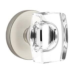 Emtek Windsor Crystal Knob with Disc Rosette in Satin Nickel