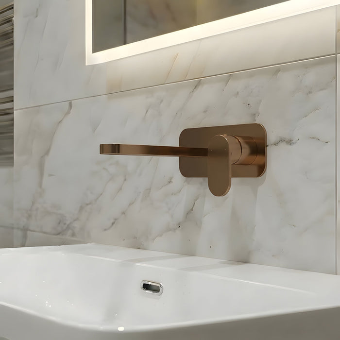 [BTCU1528] Enville Round Wall Mount 2 Tap Hole Basin Mixer Tap & Back Plate - Choice of Finish - Silo