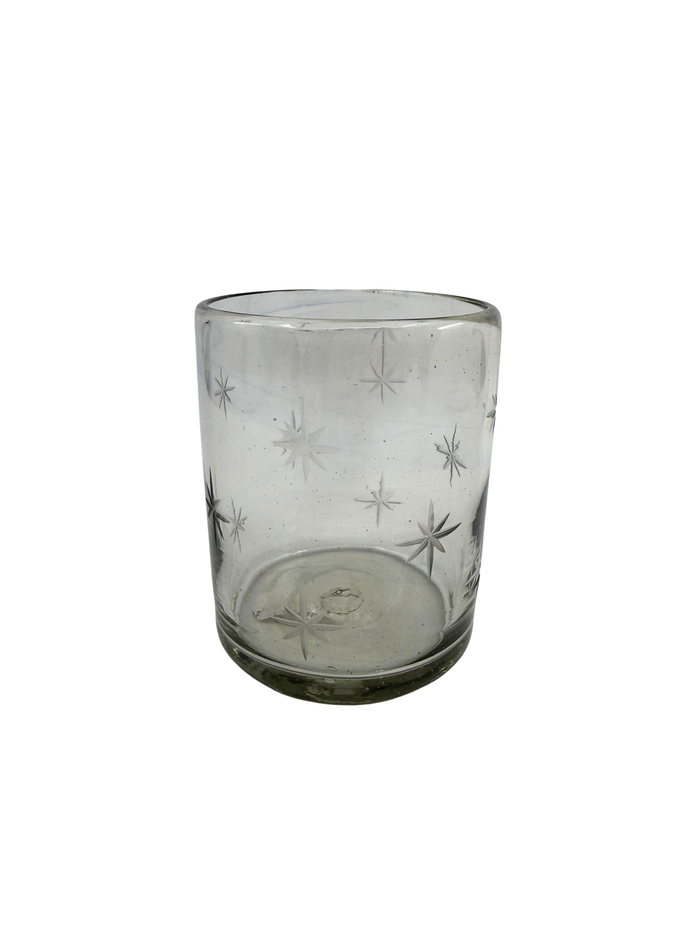 Etched Stars Rocks Glass