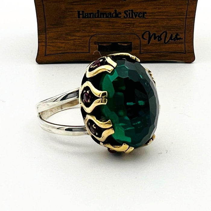 Exquisite Handmade 925 Sterling Silver Oval Emerald Ring for Women - Thoughtful Gift