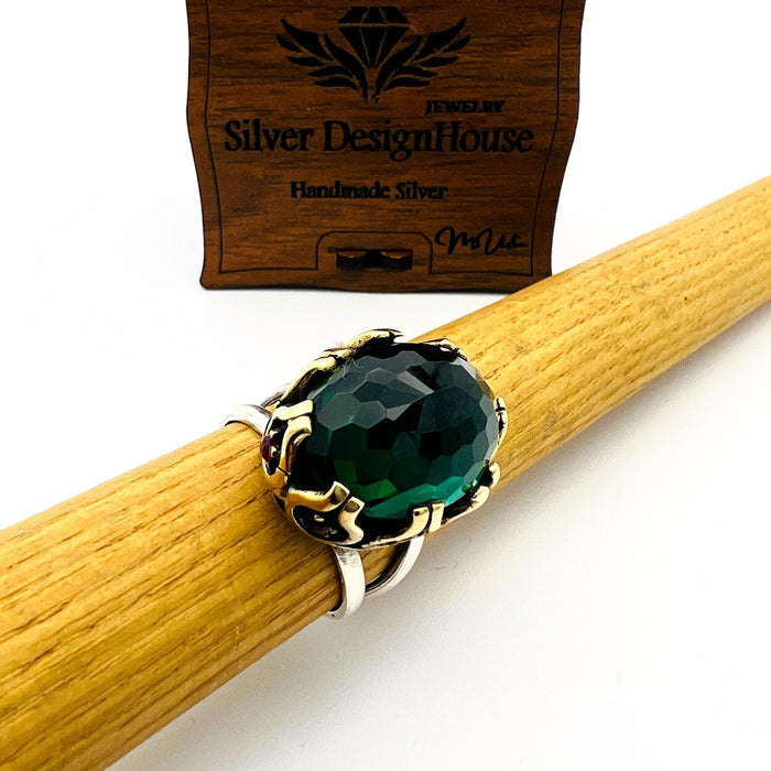 Exquisite Handmade 925 Sterling Silver Oval Emerald Ring for Women - Thoughtful Gift
