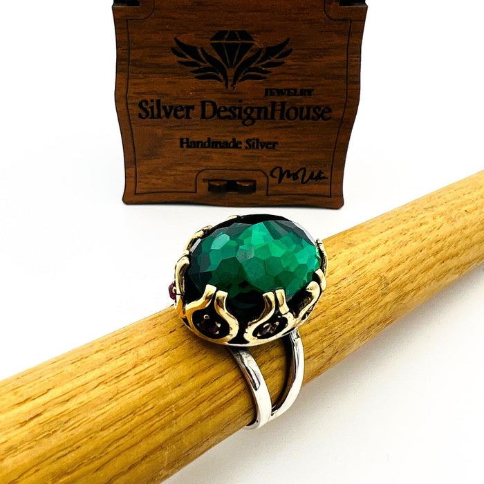 Exquisite Handmade 925 Sterling Silver Oval Emerald Ring for Women - Thoughtful Gift
