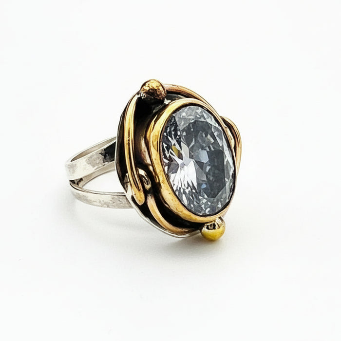 Exquisite Handmade 925K Sterling Silver White Zircon Oval Ring for Women - Timeless Gift