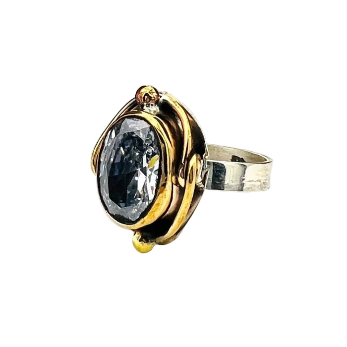 Exquisite Handmade 925K Sterling Silver White Zircon Oval Ring for Women - Timeless Gift