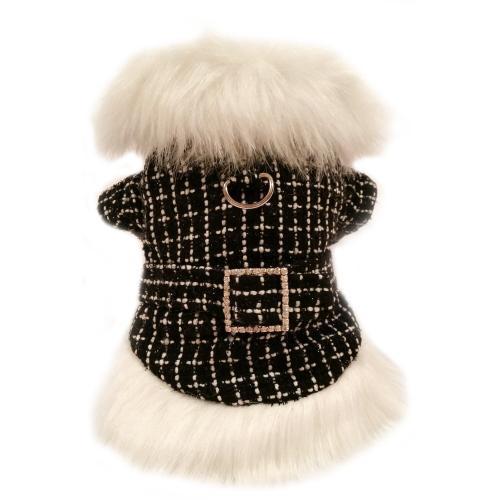 Faux Fur Fluff Tweed Doggie Coat