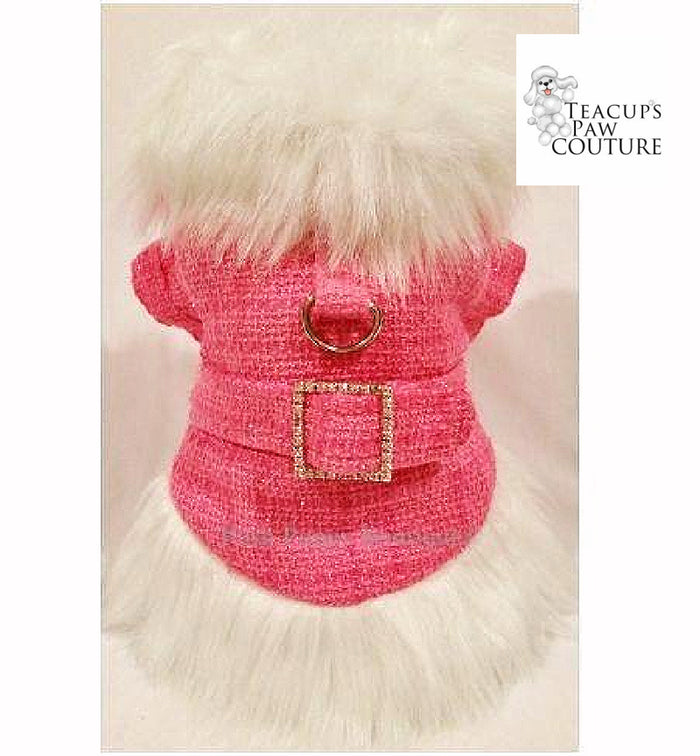 Faux Fur Fluff Tweed Doggie Coat