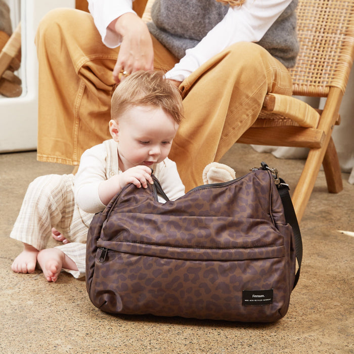 Finnson - CLARA Eco Changing Bag with Changing Mat - Chocolate Leopard