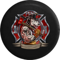 Fire Dept Maltese Cross Muscle Dalmation Dog Firefighter RV Camper Spare Tire Cover-35 inch