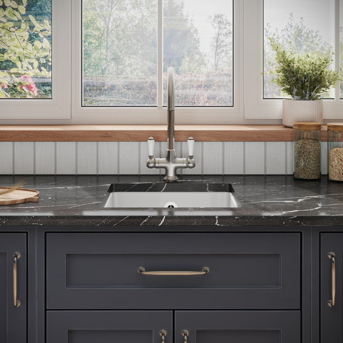 [BKS250] Fireclay Single Bowl Square Undermount Kitchen Sink with Overflow - 457mm - Multiple Colours - Lifestyle 1