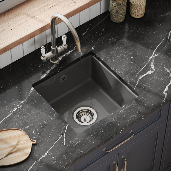 [BKS251] Fireclay Single Bowl Square Undermount Kitchen Sink with Overflow - 457mm - Multiple Colours - Lifestyle 2