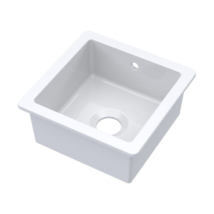 [BKS250] Fireclay Single Bowl Square Undermount Kitchen Sink with Overflow - 457mm - Multiple Colours - Cutout