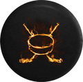Flaming Realistic Fire Hockey Stick & Puck RV Camper Spare Tire Cover-35 inch