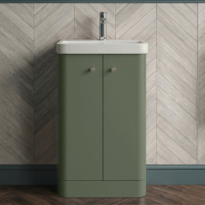 [BFCU804] Flashbrook Contemporary Floor Standing 2 Door Vanity Unit with 1 Tap Hole Ceramic Basin - Choice of Size and Finish - Silo
