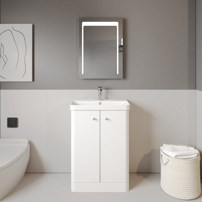 [BFCU106] Flashbrook Contemporary Floor Standing 2 Door Vanity Unit with 1 Tap Hole Ceramic Basin - Choice of Size and Finish - Lifestyle 1