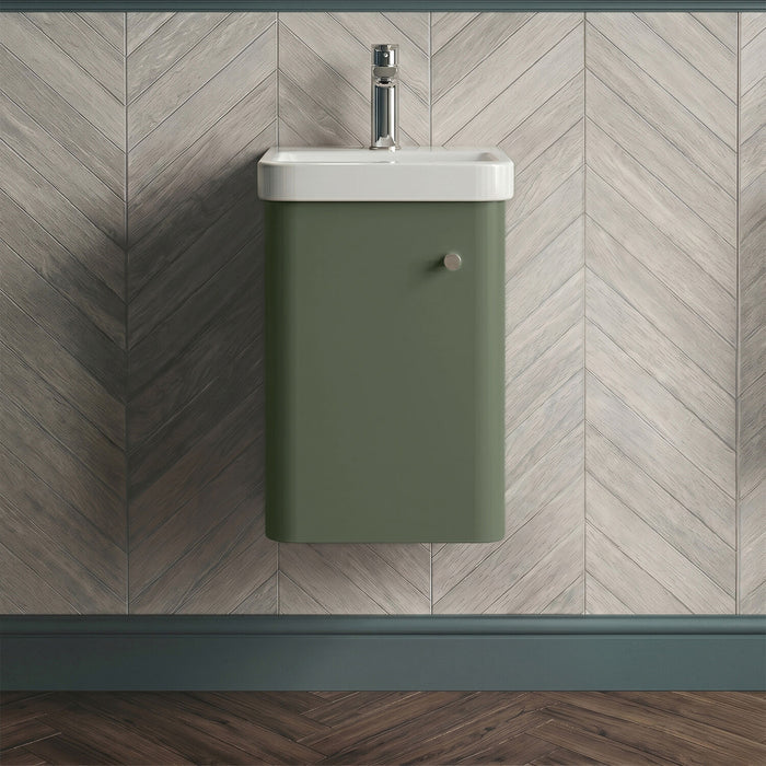 [BFCU801] Flashbrook Contemporary Wall Hung 1 Door Vanity Unit with Ceramic Sink - 400mm - Silo