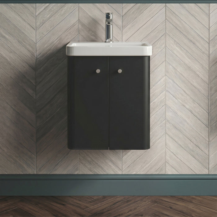 [BFCU1403] Flashbrook Contemporary Wall Hung 2 Door Vanity Unit with 1 Tap Hole Basin, Choice of Size and Colour - Silo