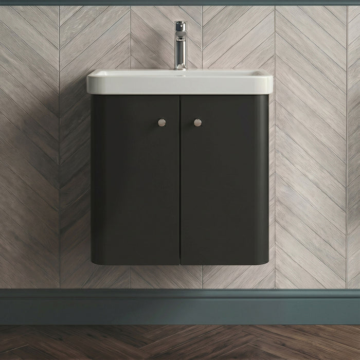 [BFCU1405] Flashbrook Contemporary Wall Hung 2 Door Vanity Unit with 1 Tap Hole Basin, Choice of Size and Colour - Silo