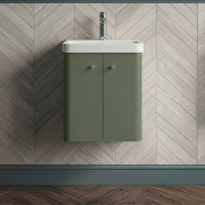 [BFCU803] Flashbrook Contemporary Wall Hung 2 Door Vanity Unit with 1 Tap Hole Basin, Choice of Size and Colour - Silo